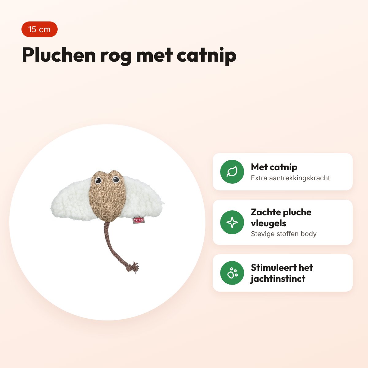 Trixie rog van pluche met catnip 15 cm – wit/beige – voordelen