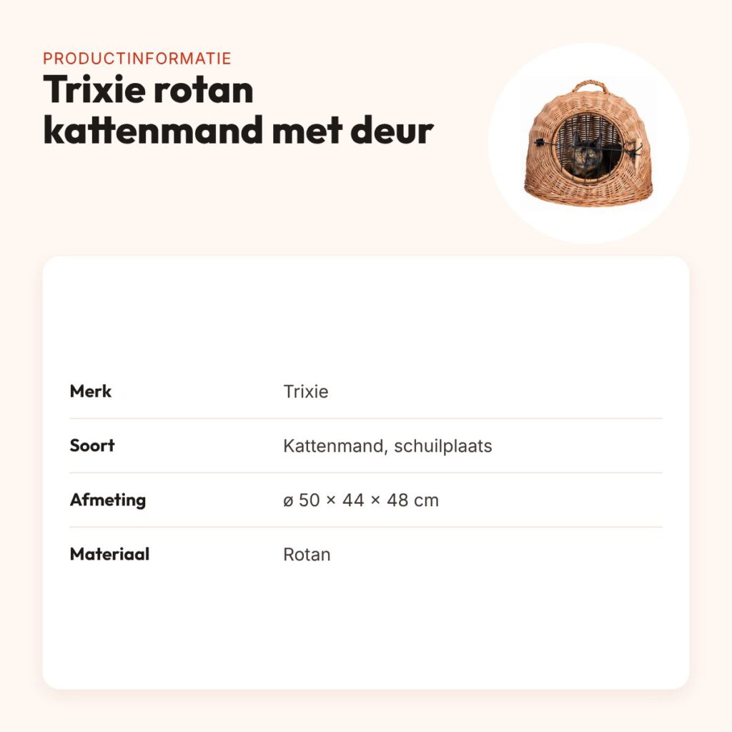 Trixie rotan kattenmand met deur ø 50 cm – schuilplaats – productinformatie