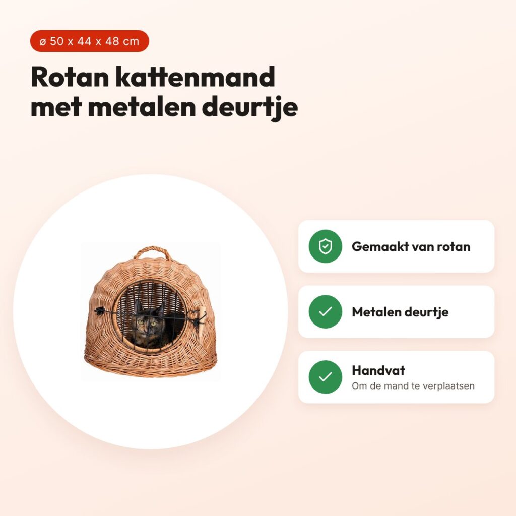 Trixie rotan kattenmand met deur ø 50 cm – schuilplaats – voordelen