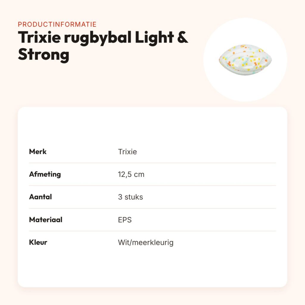 Trixie rugbybal Light & Strong EPS wit/meerkleurig 12,5 cm, 3 stuks – productinformatie