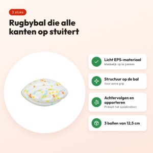 Trixie rugbybal Light & Strong EPS wit/meerkleurig 12,5 cm, 3 stuks – voordelen