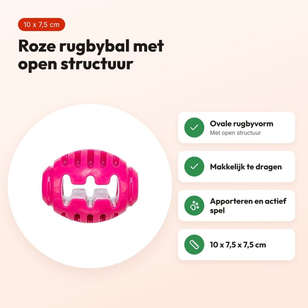 Trixie rugbybal Soft & Strong TPR roze 10 x 7,5 x 7,5 cm – hondenspeeltje – voordelen
