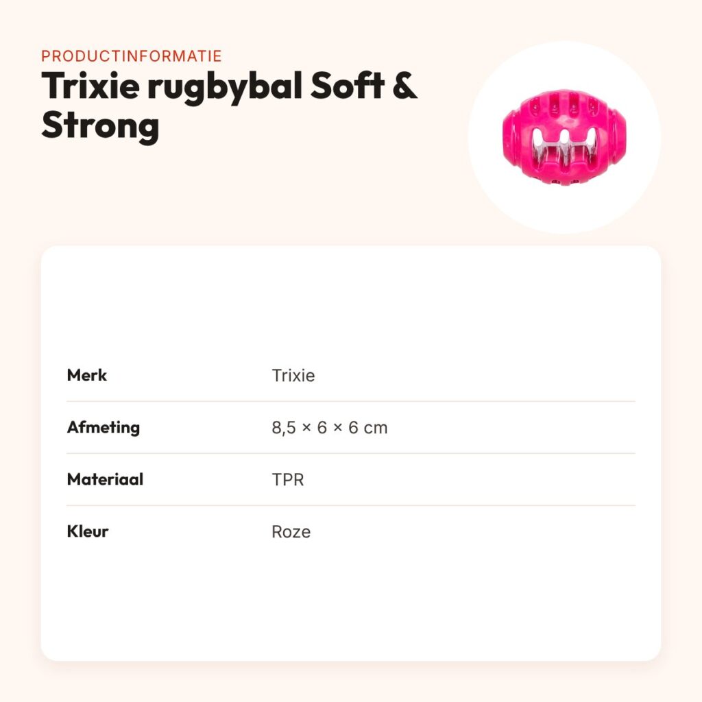 Trixie rugbybal Soft & Strong TPR roze 8,5 x 6 x 6 cm – hondenspeeltje – productinformatie