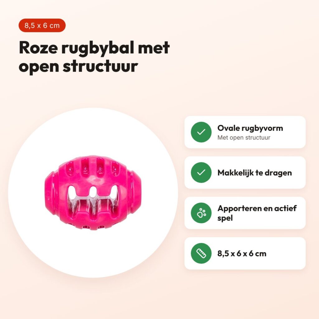 Trixie rugbybal Soft & Strong TPR roze 8,5 x 6 x 6 cm – hondenspeeltje – voordelen