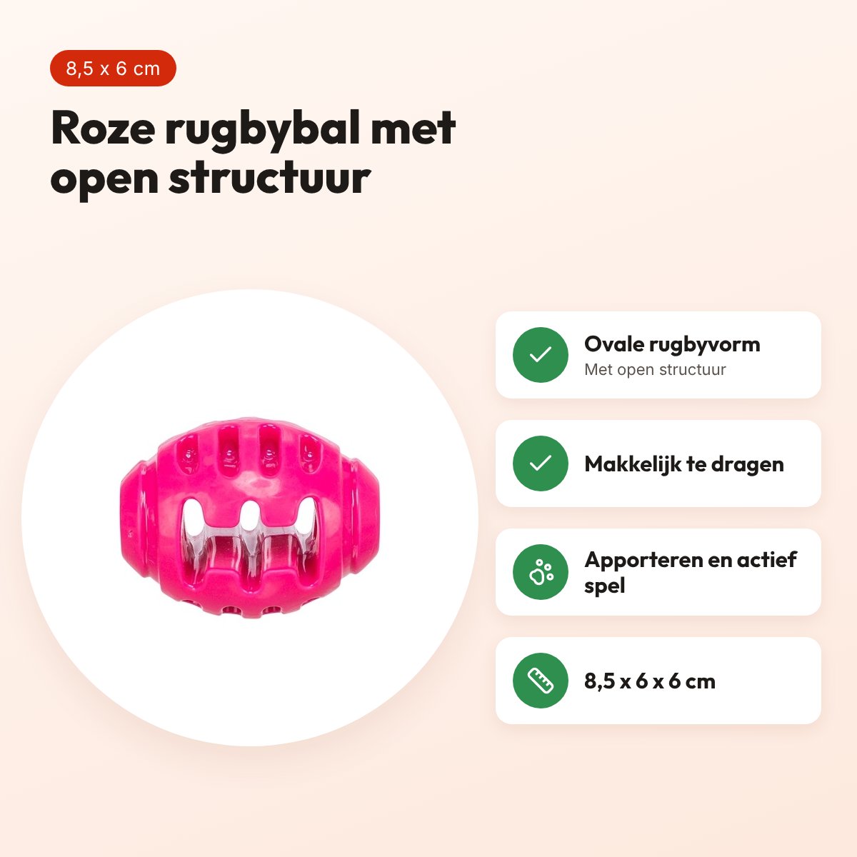 Trixie rugbybal Soft & Strong TPR roze 8,5 x 6 x 6 cm – hondenspeeltje – voordelen