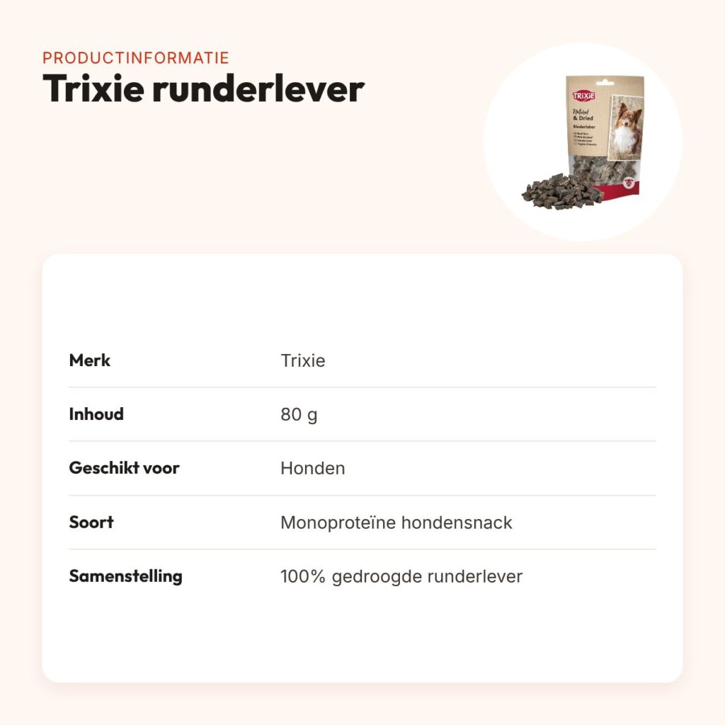 Trixie runderlever 80 g – gedroogde monoproteïne hondensnack – productinformatie