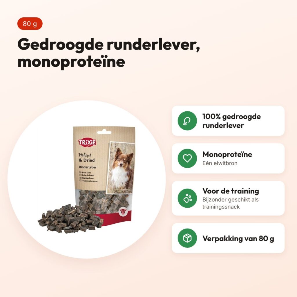 Trixie runderlever 80 g – gedroogde monoproteïne hondensnack – voordelen