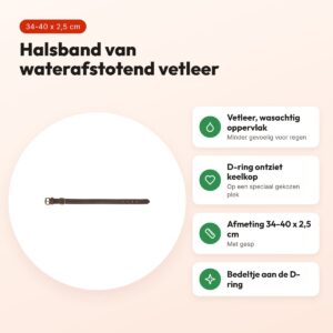 Trixie Rustic halsband vetleer donkerbruin 34-40 x 2,5 cm – voordelen