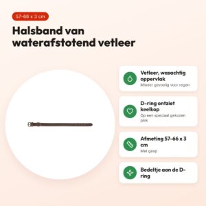Trixie Rustic halsband vetleer donkerbruin 57-66 x 3 cm – voordelen