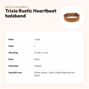 Trixie Rustic Heartbeat halsband vetleer bruin 47-55 x 4 cm – productinformatie