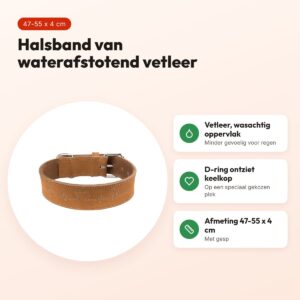 Trixie Rustic Heartbeat halsband vetleer bruin 47-55 x 4 cm – voordelen