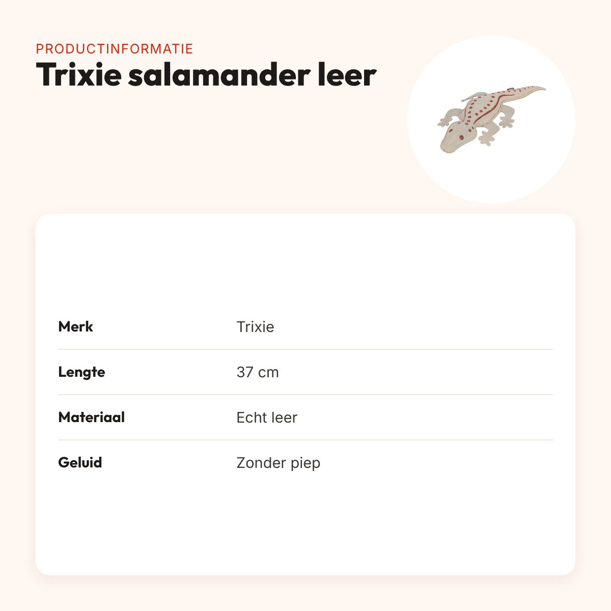 Trixie salamander leer 37 cm – hondenspeeltje zonder piep – productinformatie