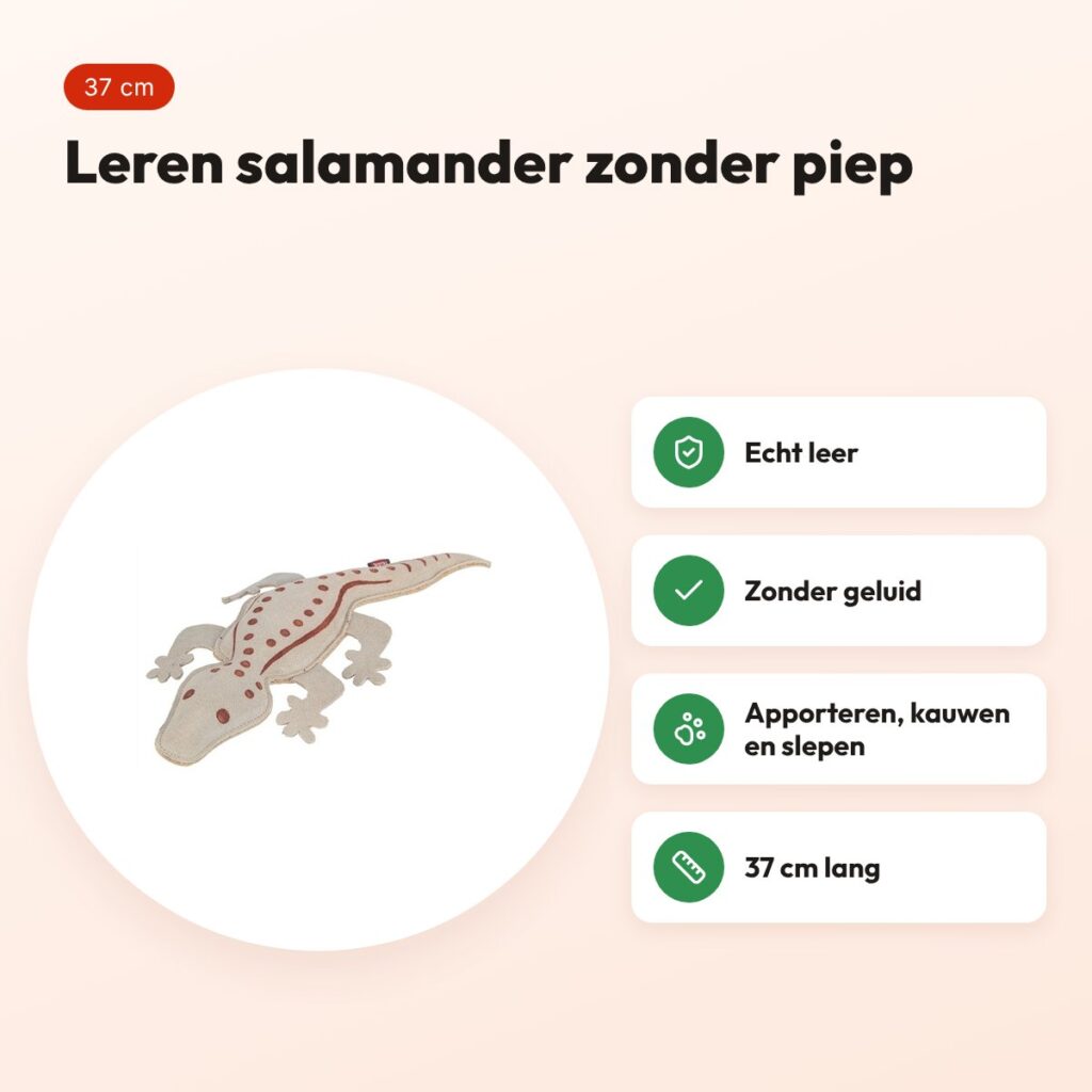Trixie salamander leer 37 cm – hondenspeeltje zonder piep – voordelen
