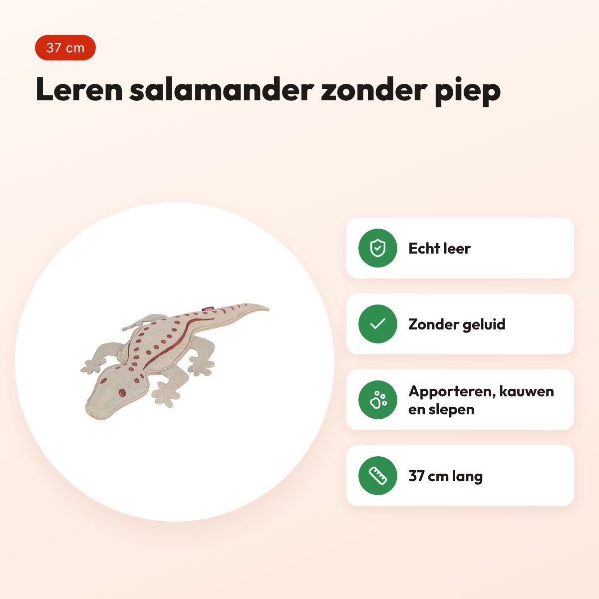 Trixie salamander leer 37 cm – hondenspeeltje zonder piep – voordelen