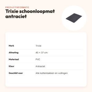 Trixie schoonloopmat voor kattenbak antraciet 45 x 37 cm – slipvast – productinformatie