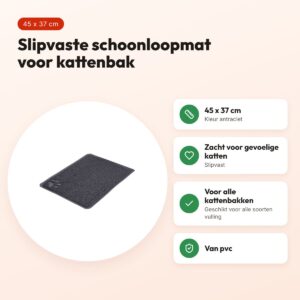 Trixie schoonloopmat voor kattenbak antraciet 45 x 37 cm – slipvast – voordelen