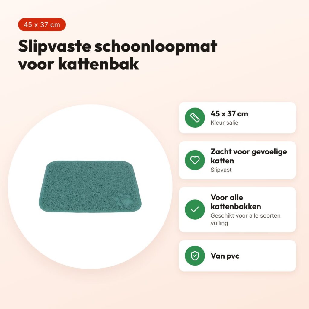 Trixie schoonloopmat voor kattenbak PVC salie 45 x 37 cm – voordelen