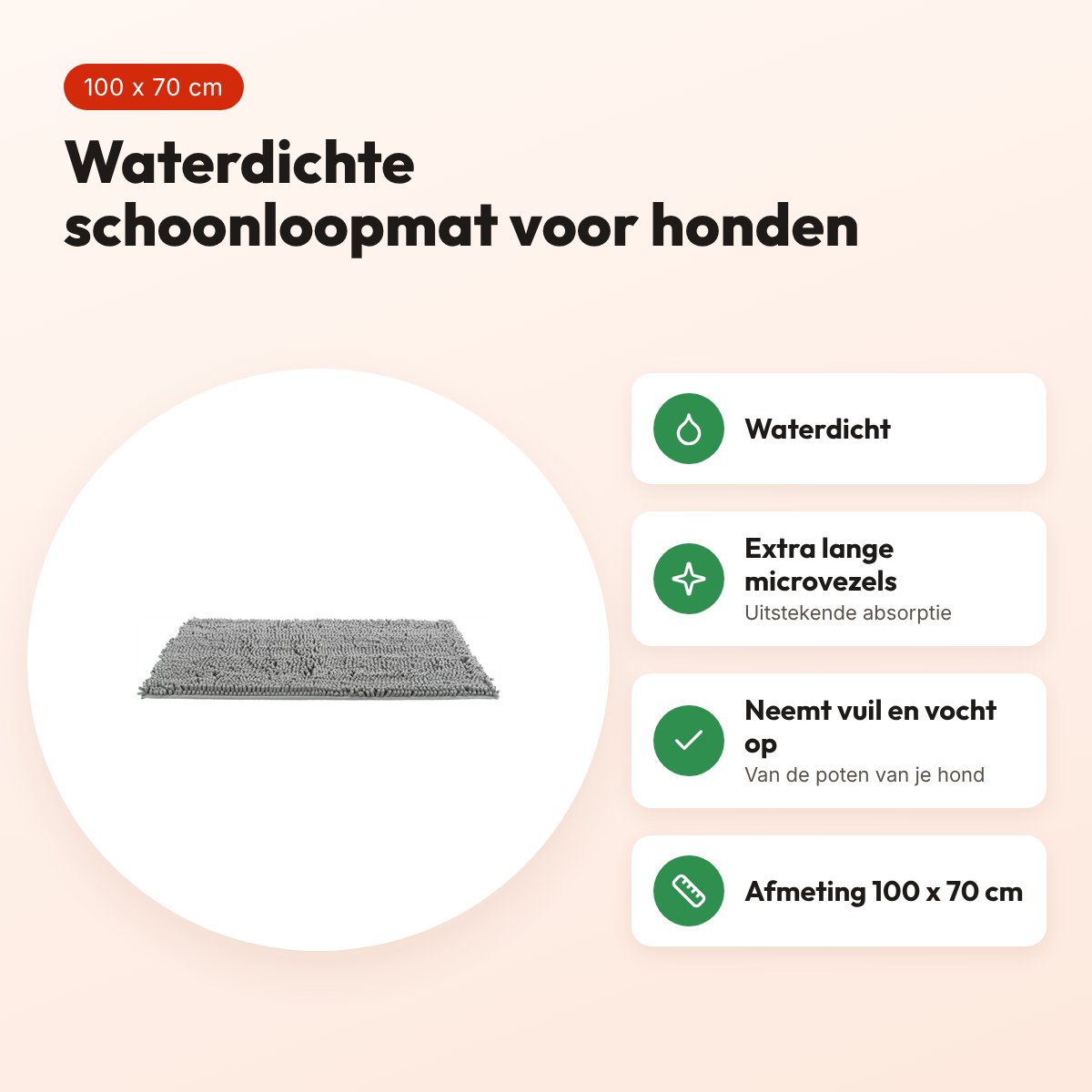 Trixie schoonloopmat waterdicht grijs 100 x 70 cm – voor honden – voordelen