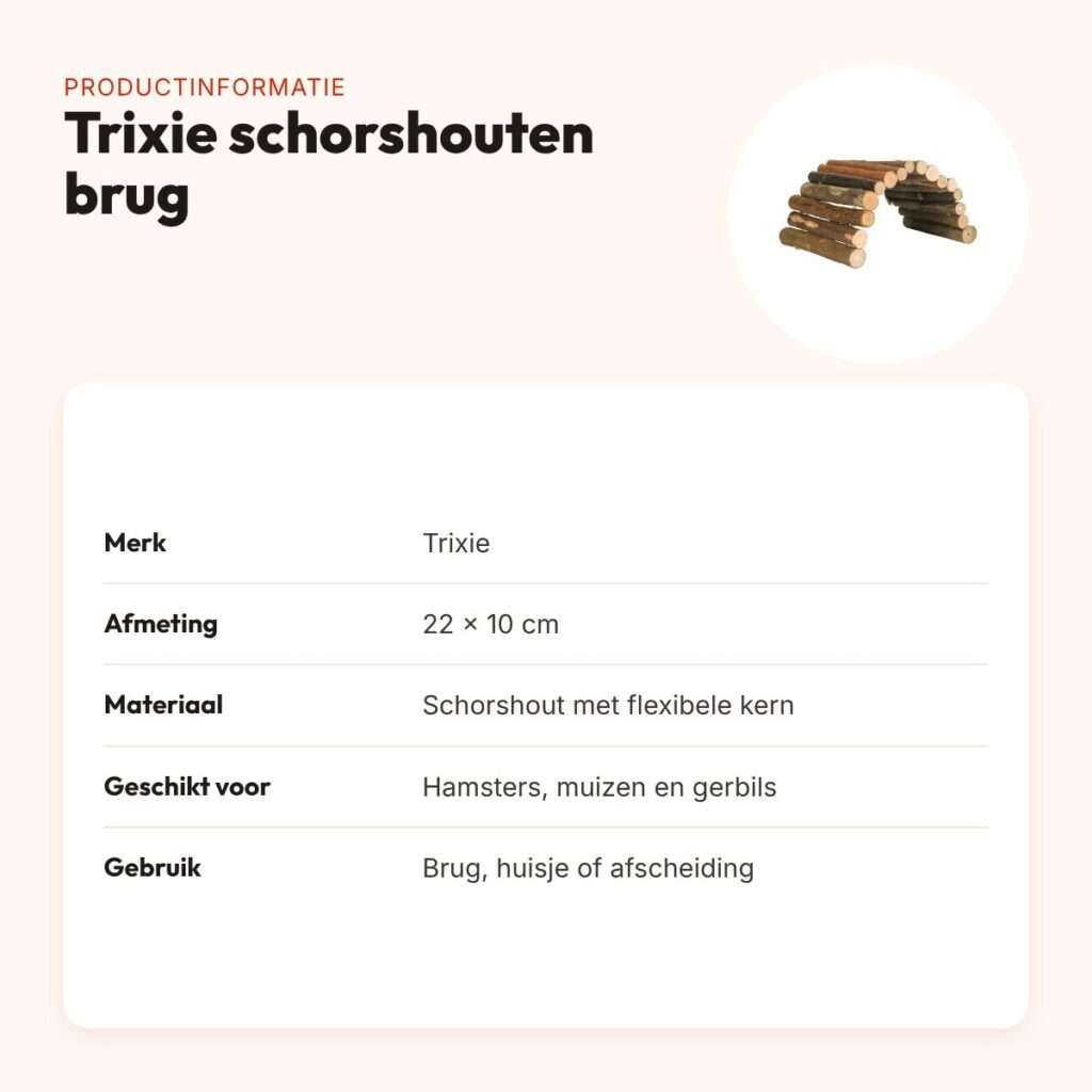 Trixie schorshouten brug 22 x 10 cm – flexibel, voor hamsters – productinformatie