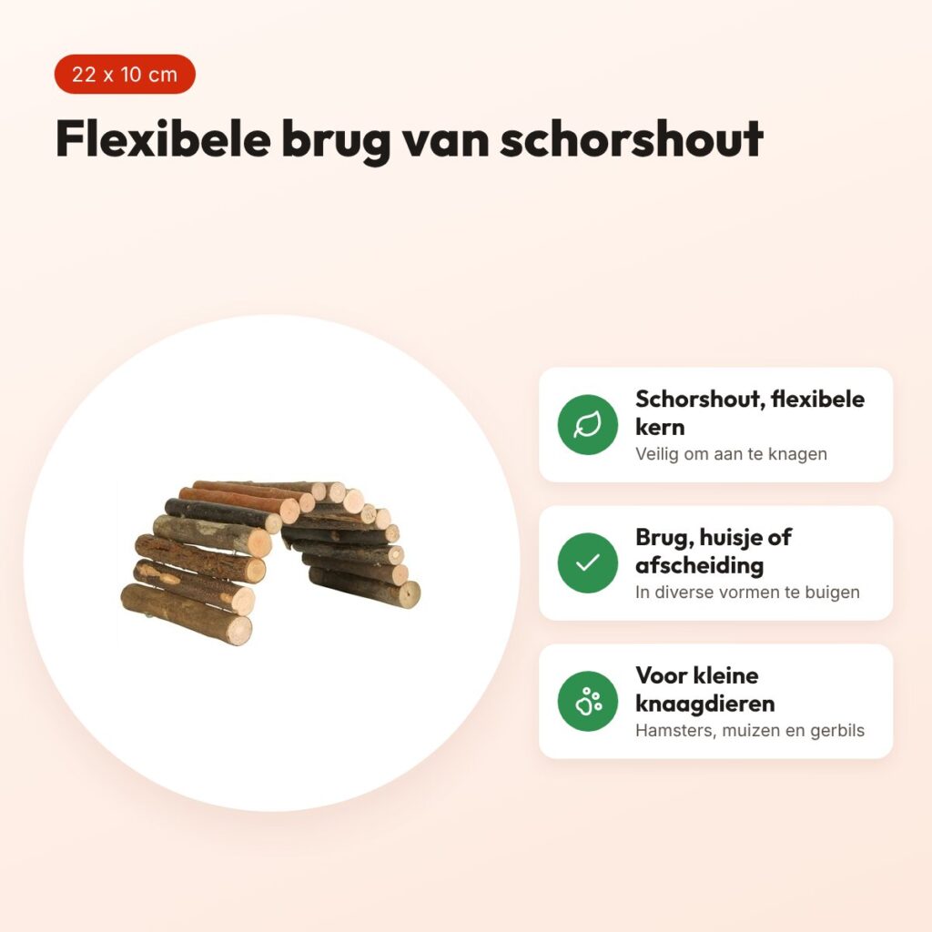 Trixie schorshouten brug 22 x 10 cm – flexibel, voor hamsters – voordelen