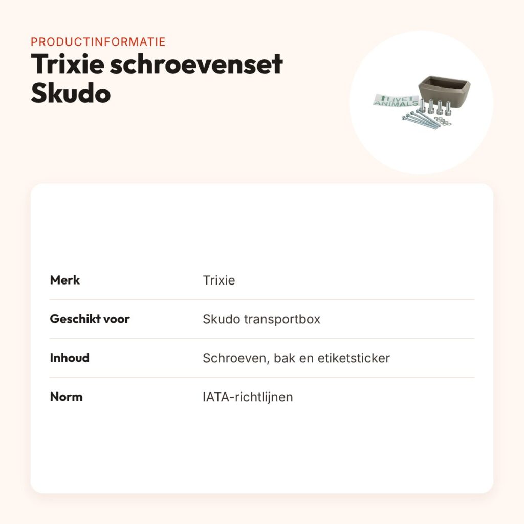 Trixie schroevenset voor Skudo transportbox – volgens IATA-richtlijnen – productinformatie