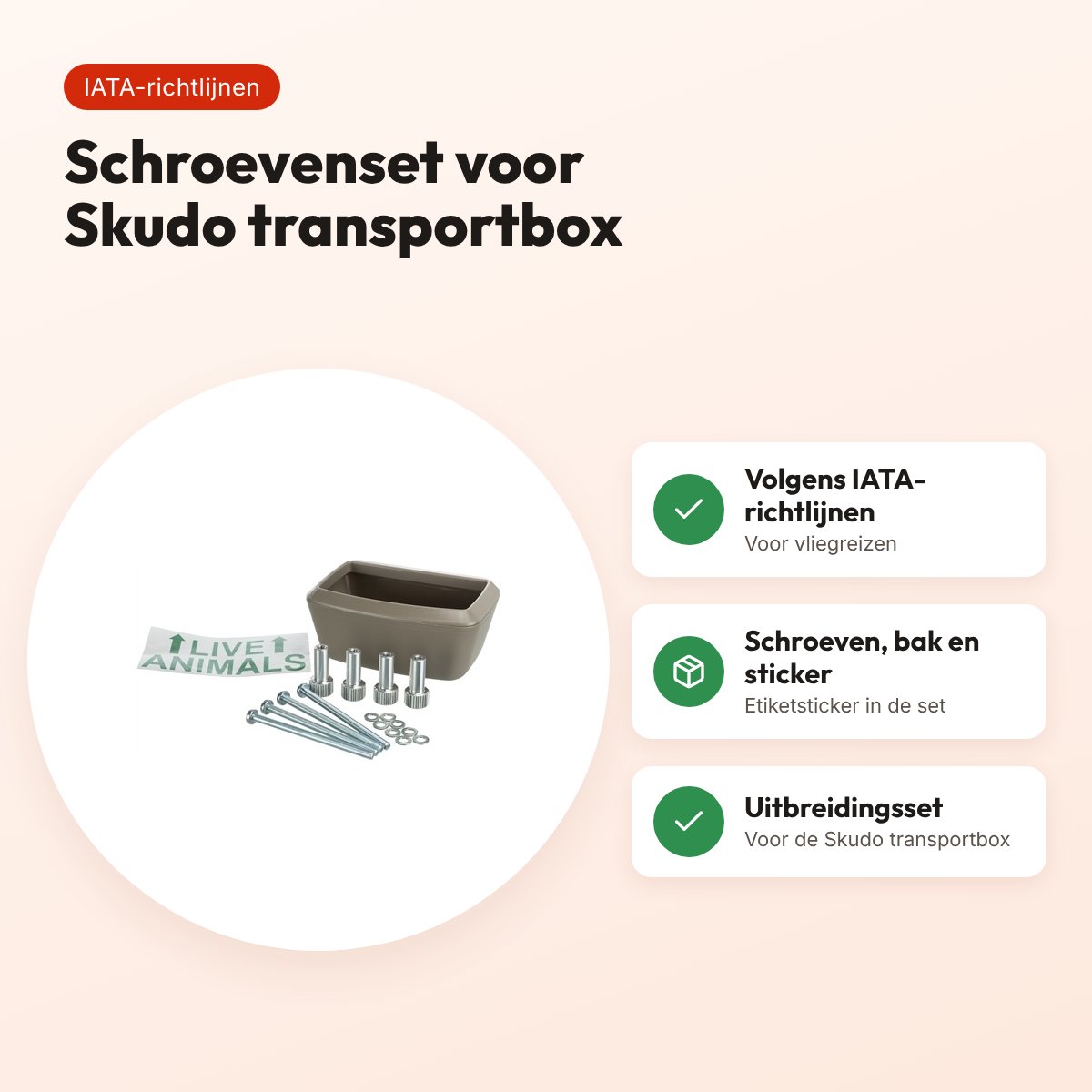 Trixie schroevenset voor Skudo transportbox – volgens IATA-richtlijnen – voordelen