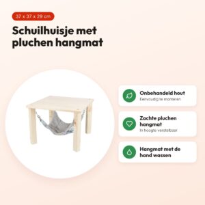 Trixie schuilhuisje met hangmat Sunny 37 x 37 x 29 cm – hout, voor cavia's – voordelen