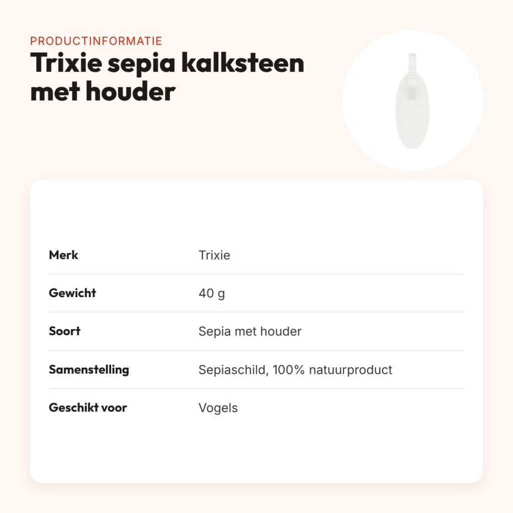 Trixie sepia van kalksteen met houder 40 g – mineralen voor vogels – productinformatie