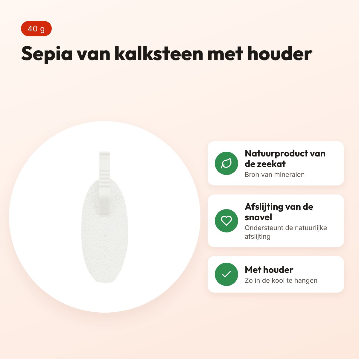Trixie sepia van kalksteen met houder 40 g – mineralen voor vogels – voordelen