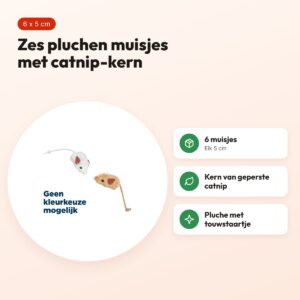 Trixie set muizen met catnip-kern pluche 5 cm – 6 stuks – voordelen