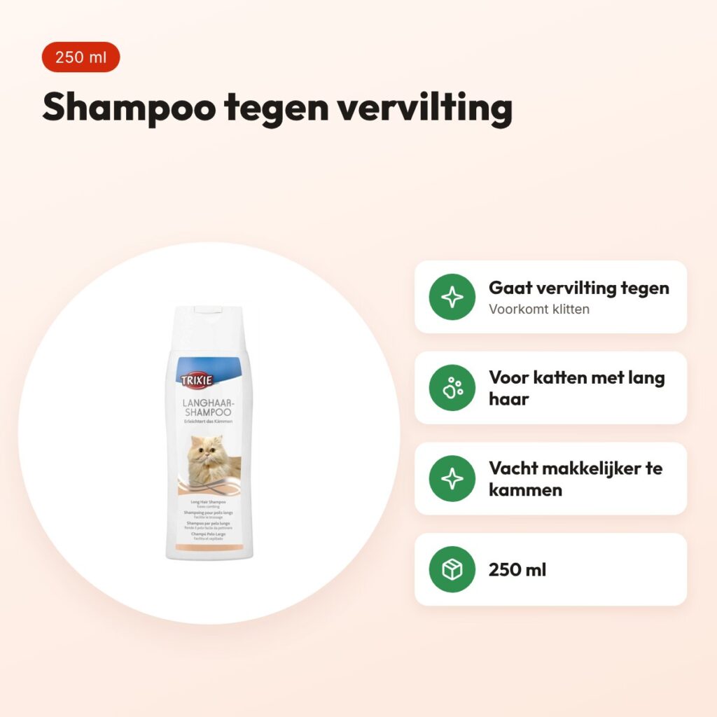 Trixie shampoo langharige kat 250 ml – tegen vervilting – voordelen