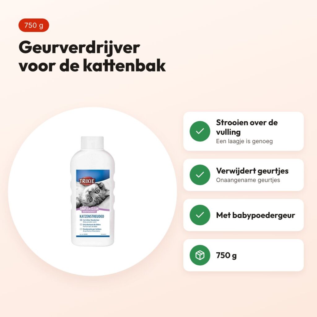 Trixie Simple 'n' Clean geurverdrijver kattenbak babypoeder 750 g – voordelen