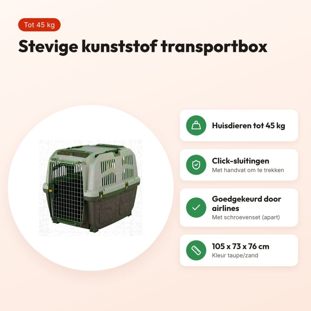 Trixie Skudo transportbox L taupe/zand 105 x 73 x 76 cm – tot 45 kg – voordelen