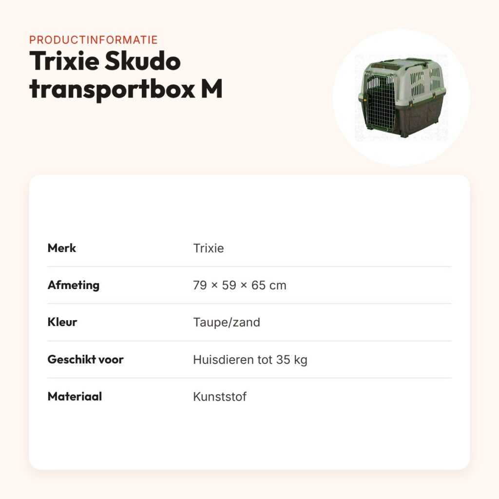 Trixie Skudo transportbox M taupe/zand 79 x 59 x 65 cm – tot 35 kg – productinformatie