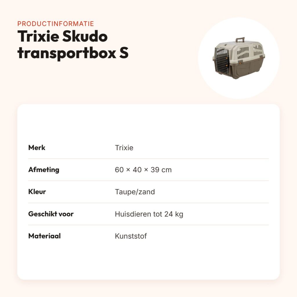 Trixie Skudo transportbox S taupe/zand 60 x 40 x 39 cm – tot 24 kg – productinformatie