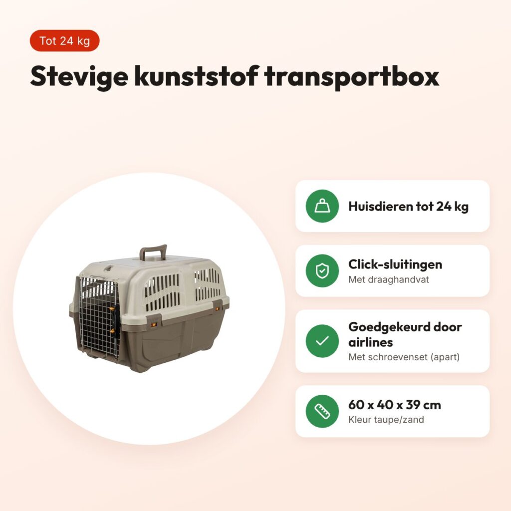 Trixie Skudo transportbox S taupe/zand 60 x 40 x 39 cm – tot 24 kg – voordelen