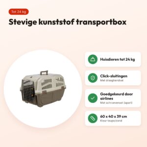 Trixie Skudo transportbox S taupe/zand 60 x 40 x 39 cm – tot 24 kg – voordelen