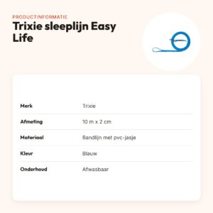 Trixie sleeplijn Easy Life blauw 10 m x 2 cm – waterafstotend, afwasbaar – productinformatie