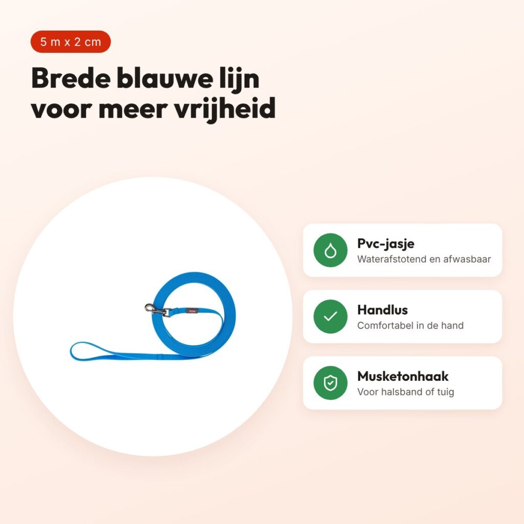Trixie sleeplijn Easy Life blauw 5 m x 2 cm – waterafstotend, afwasbaar – voordelen