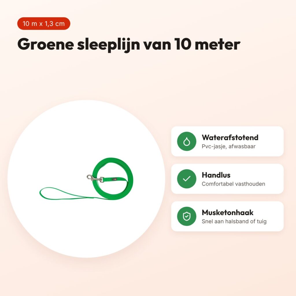 Trixie sleeplijn Easy Life groen 10 m x 1,3 cm – waterafstotend, afwasbaar – voordelen