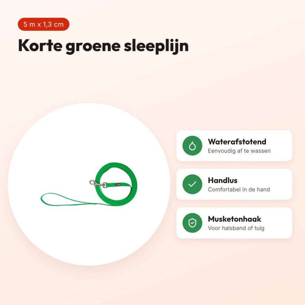 Trixie sleeplijn Easy Life groen 5 m x 1,3 cm – waterafstotend, afwasbaar – voordelen