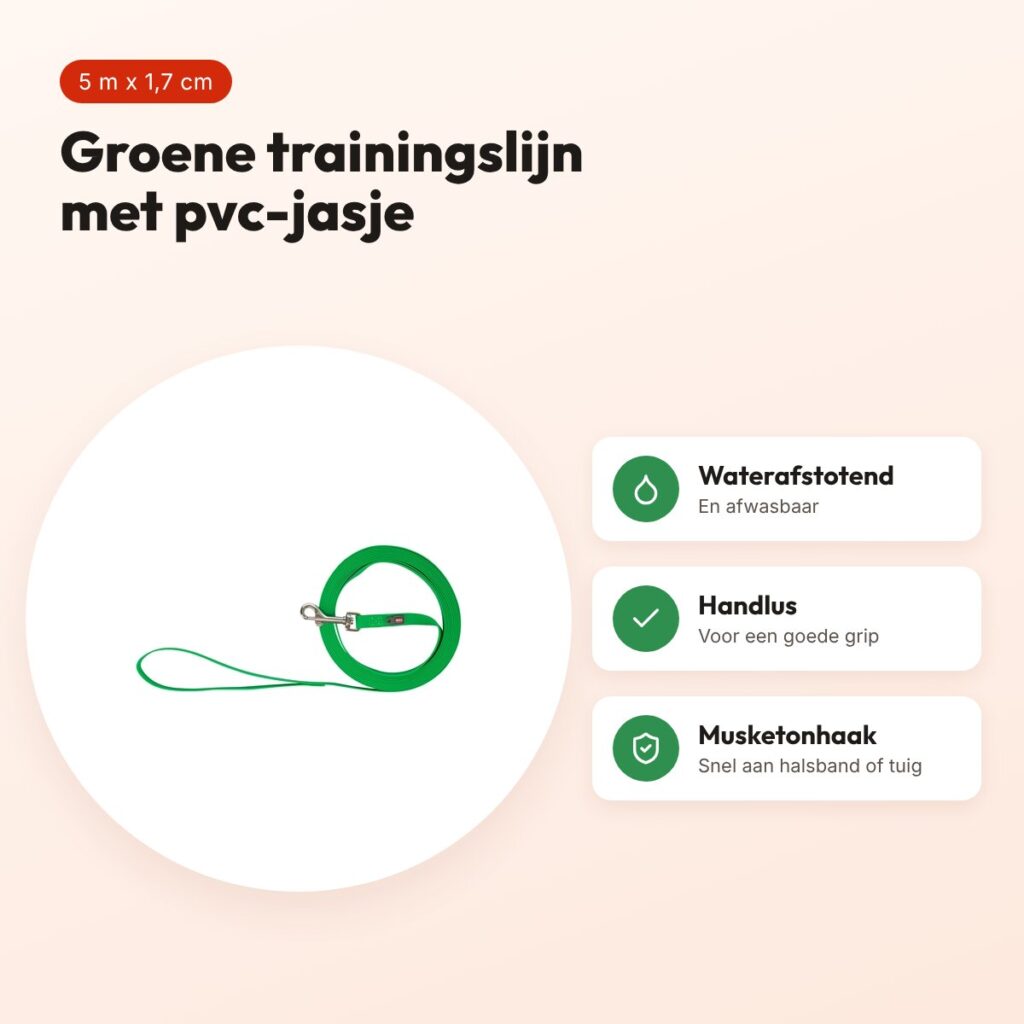 Trixie sleeplijn Easy Life groen 5 m x 1,7 cm – waterafstotend, afwasbaar – voordelen
