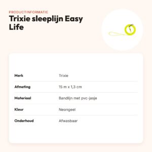 Trixie sleeplijn Easy Life neongeel 15 m x 1,3 cm – waterafstotend – productinformatie