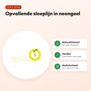 Trixie sleeplijn Easy Life neongeel 15 m x 1,3 cm – waterafstotend – voordelen
