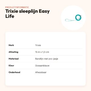 Trixie sleeplijn Easy Life oceaanblauw 15 m x 1,3 cm – waterafstotend – productinformatie