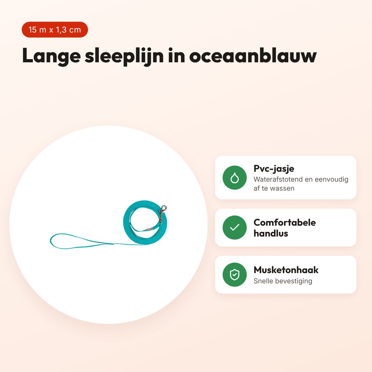 Trixie sleeplijn Easy Life oceaanblauw 15 m x 1,3 cm – waterafstotend – voordelen