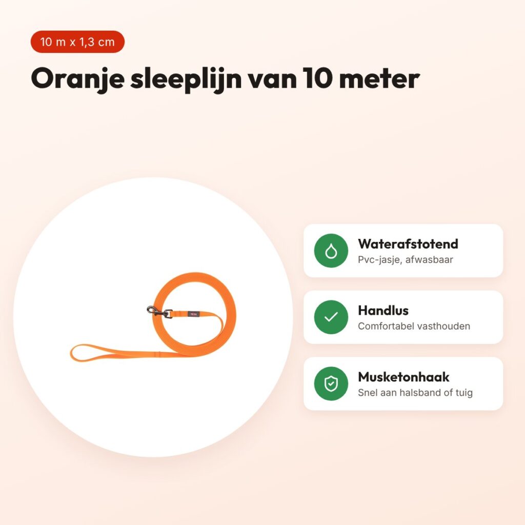 Trixie sleeplijn Easy Life oranje 10 m x 1,3 cm – waterafstotend, afwasbaar – voordelen