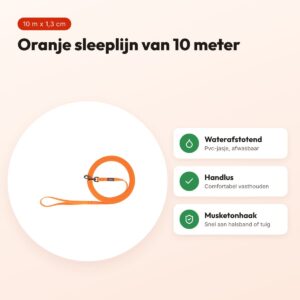 Trixie sleeplijn Easy Life oranje 10 m x 1,3 cm – waterafstotend, afwasbaar – voordelen