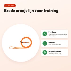 Trixie sleeplijn Easy Life oranje 10 m x 2 cm – waterafstotend, afwasbaar – voordelen