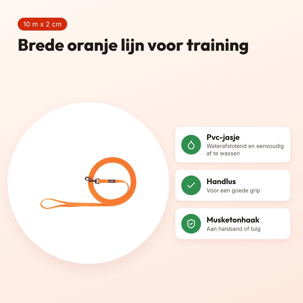 Trixie sleeplijn Easy Life oranje 10 m x 2 cm – waterafstotend, afwasbaar – voordelen